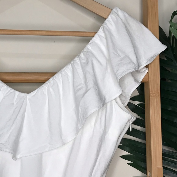 SOLD Zara White Frill Ruffle Linen Blend Romper S - Picture 8 of 12